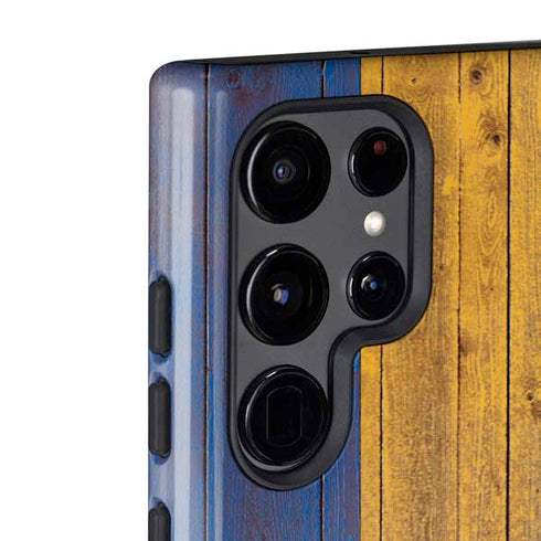 Barbados Flag Dark Wood Galaxy S22 Ultra Pro Case